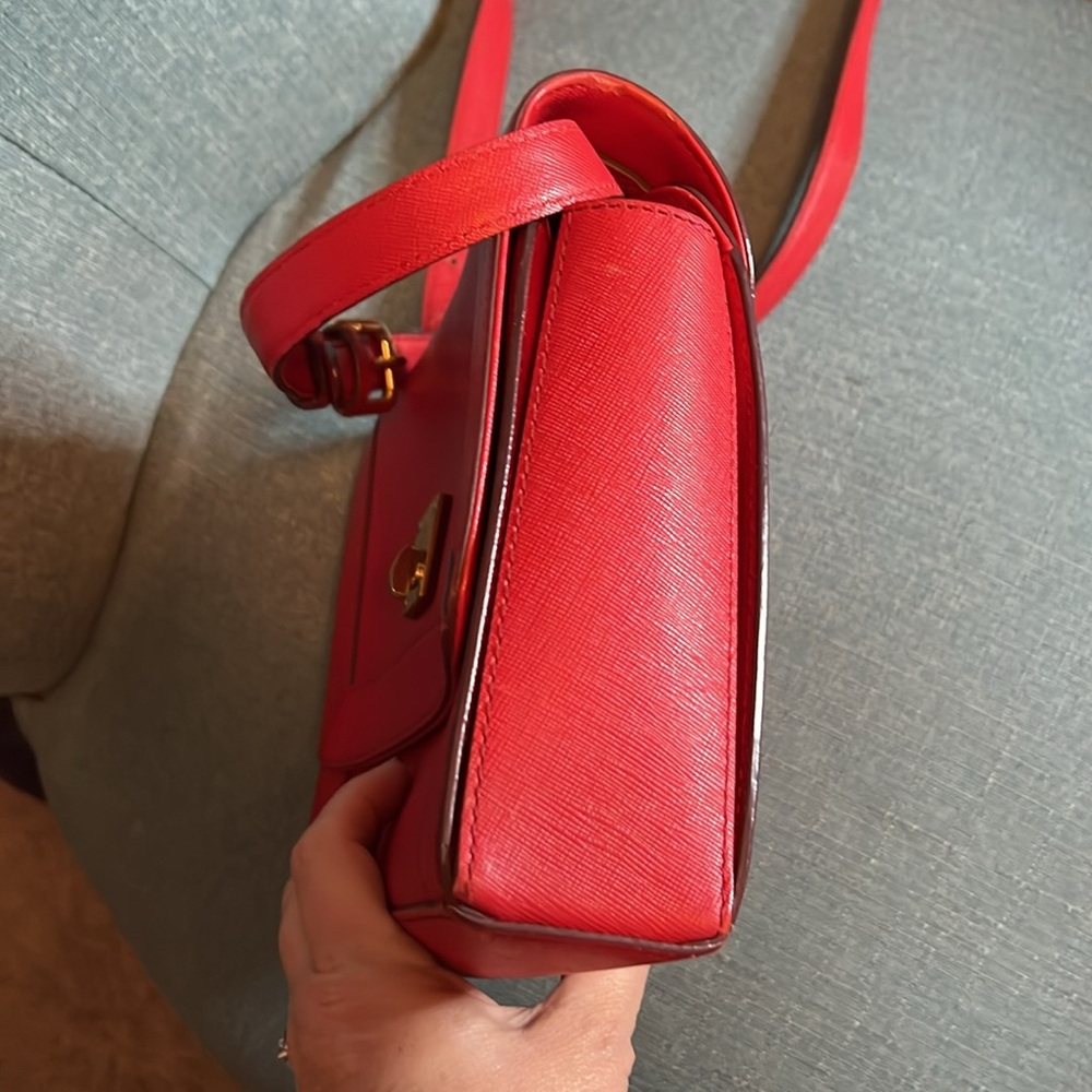 MCM Red Leather Crossbody Shoulder Bag EUC - Picture 6 of 13